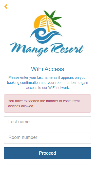 Hotel guest has exceeded the device allowance