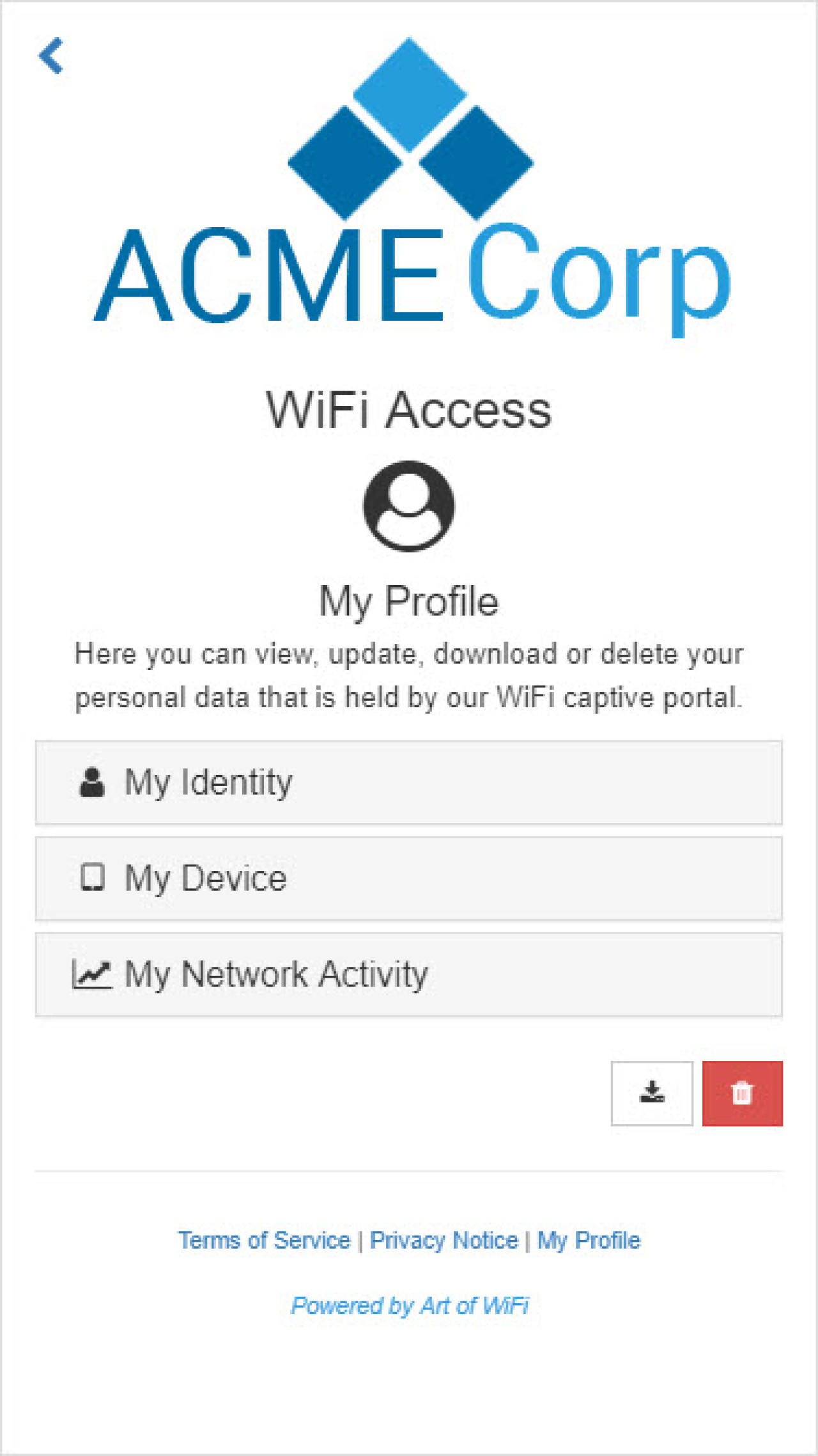 GDPR: my profile page on iPhone.