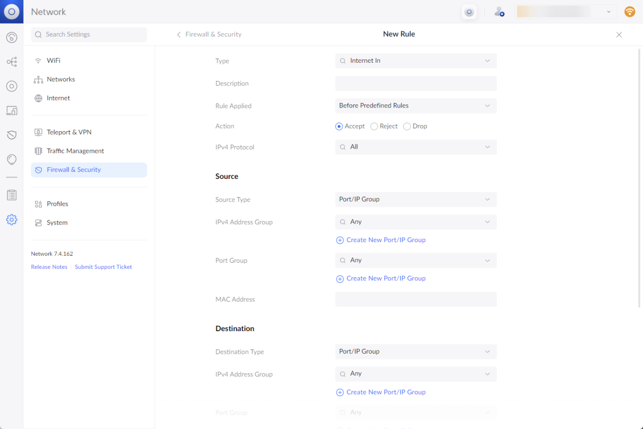 Create the new Firewall Rule.