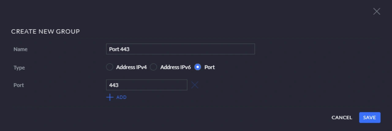 Create new port group.