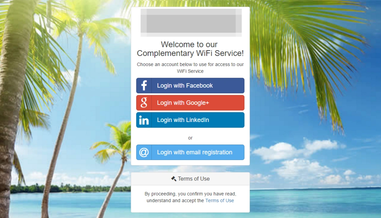 Custom captive portal example with social logins.