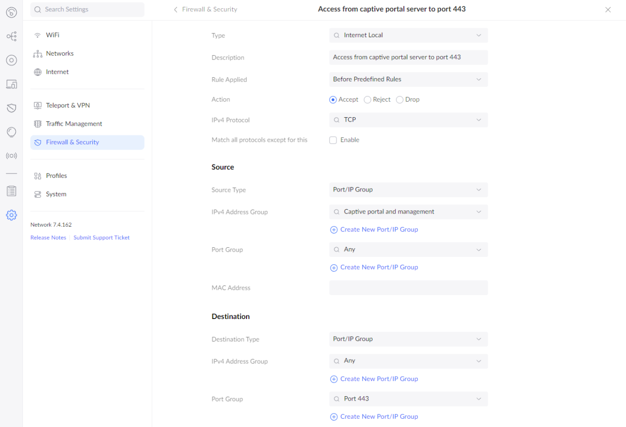 Completed Firewall Rule.