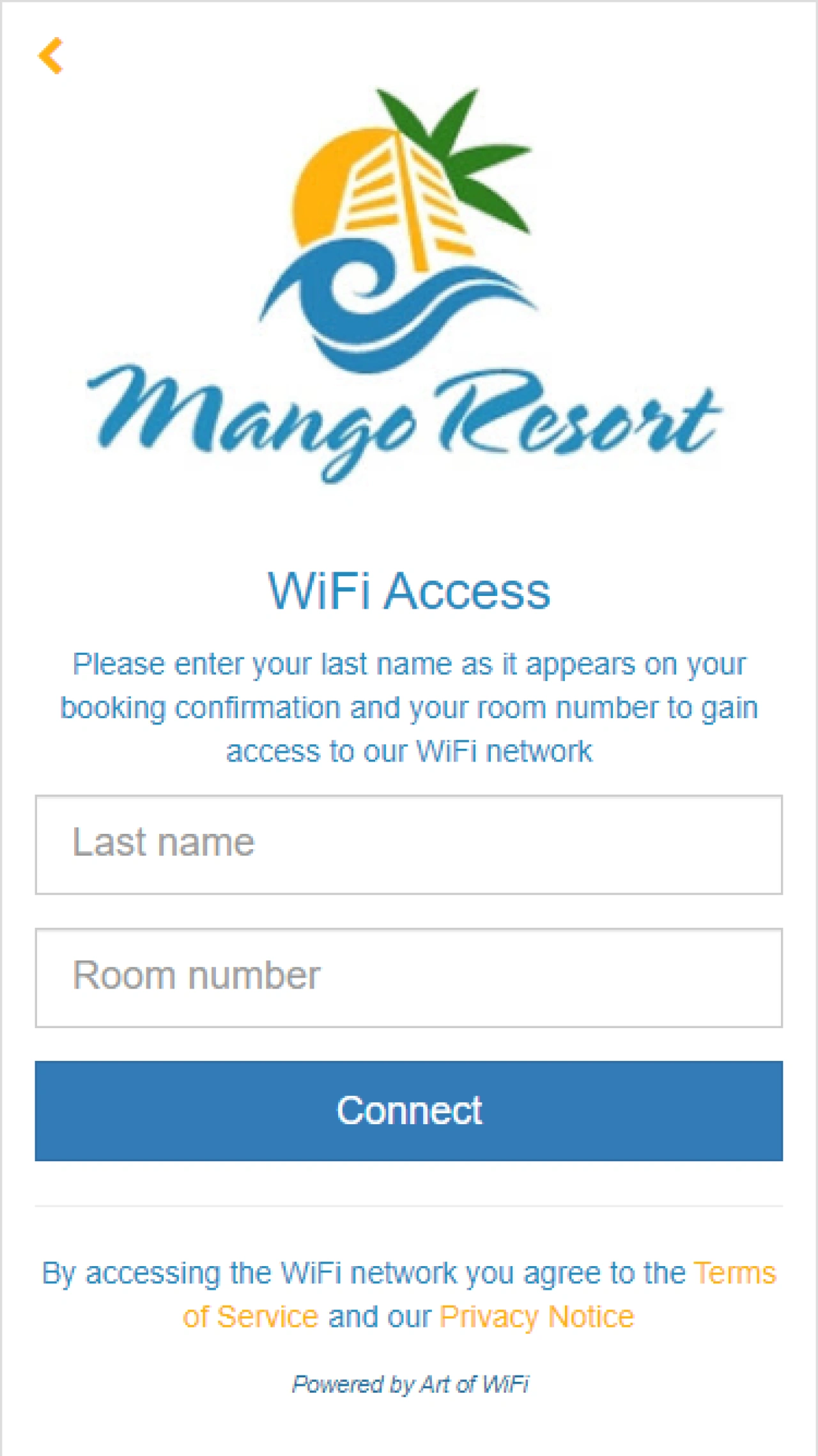 Captive portal with Hotel guest login.